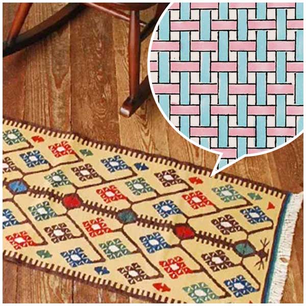 キリム手織り 幾何学模様ラグ 約177x113cm 手織り ラグ ハンドメイド