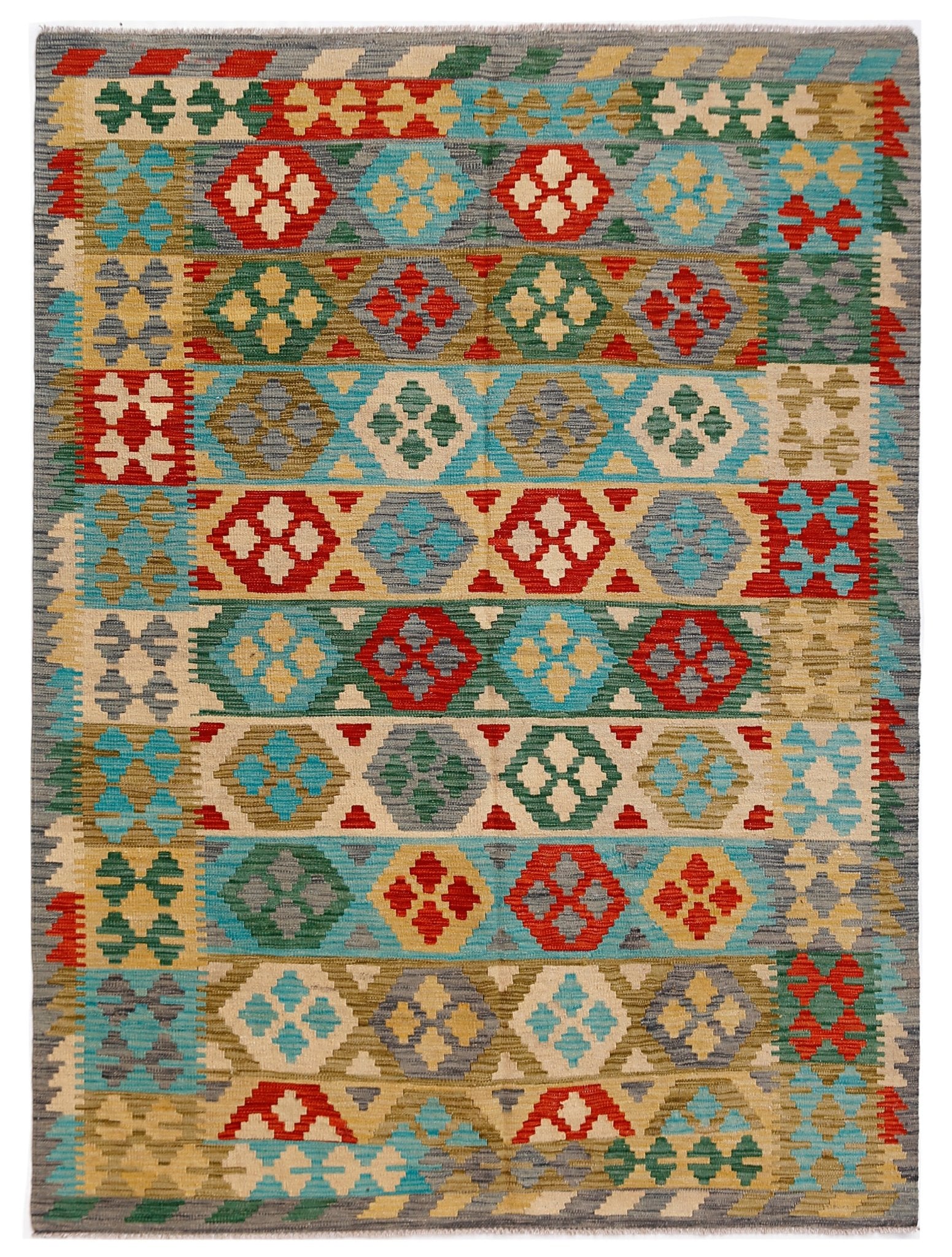 Handmade Kilim Afghan Maimana | 237 x 180 cm | 7'10
