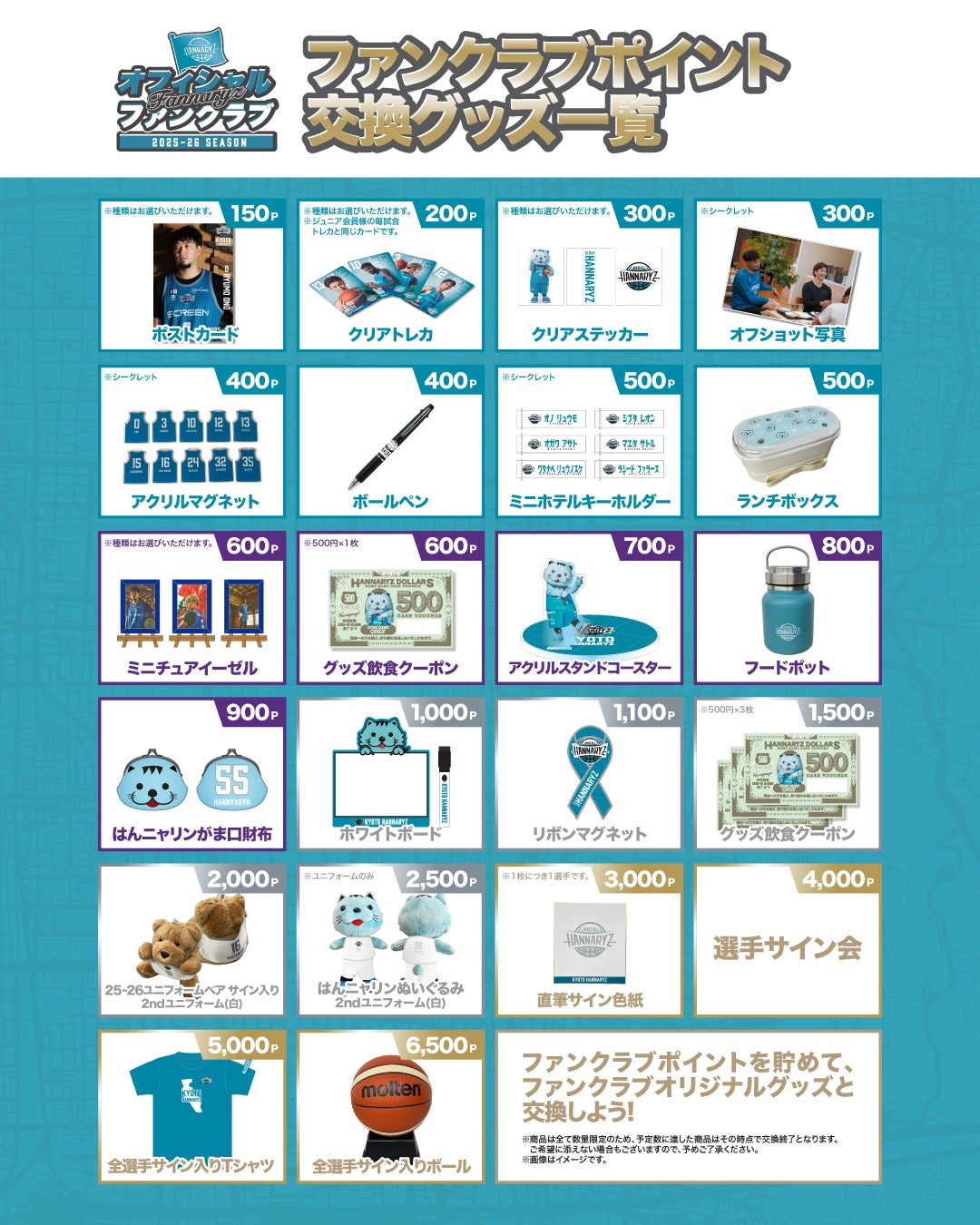 2025-26シーズン オフィシャルファンクラブ ポイント交換特典 | 京都