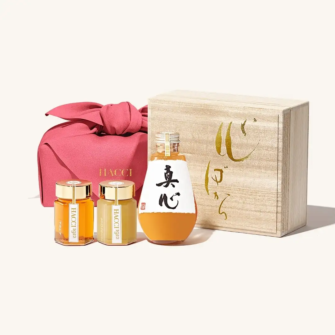 予約】桐箱ドリンクセット（はちみつ飲料、はちみつ、ラスク）｜HACCI