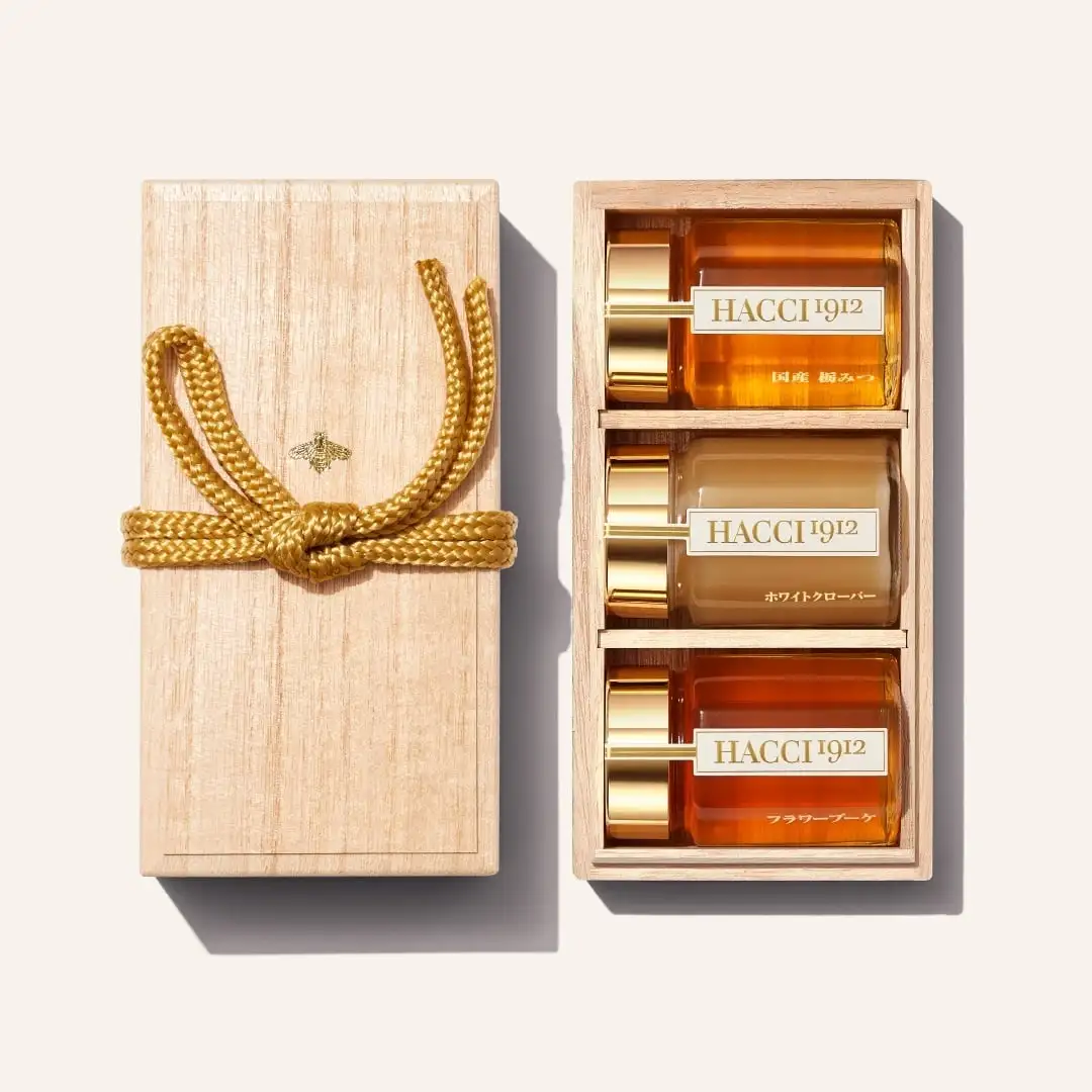 桐箱 HACCIセレクト テーブルハニー3本セット（栃みつ、ホワイト