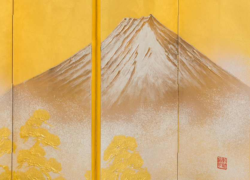 箔一 hakuichi 金箔 金沢箔 金沢 工芸品 四曲小屏風 富士