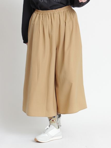 ポリエステルピーチツイルフレアギャザーパンツ（ワイドパンツ