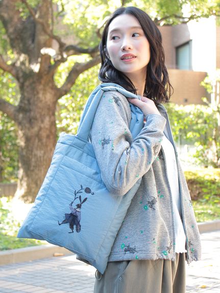 SUPER HAKKA×保坂優子 「散歩の時間」プリント+刺繍 中綿入りトート