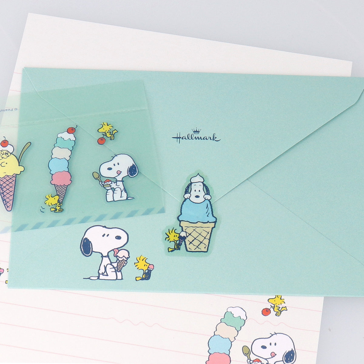 スヌーピー Let's have a HAPPY JOURNEY グリーン アイス【レター