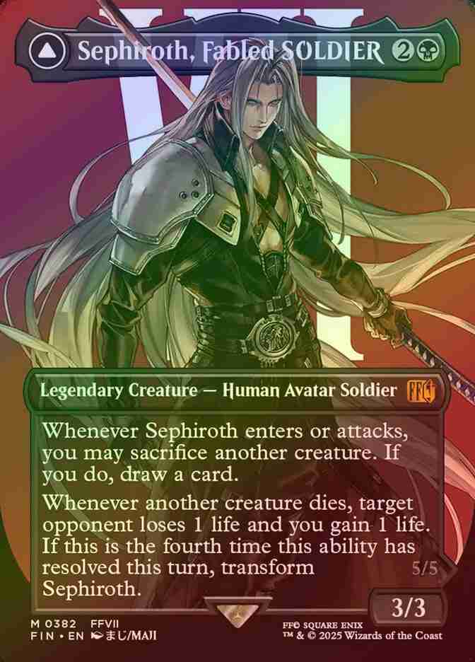 歯*鼓様 MTG 威名のソルジャー、セフィロス 拡張アート foil 英語版