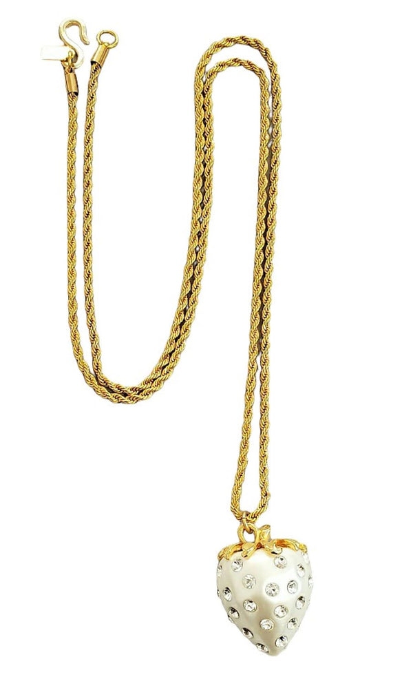 Kenneth Jay Lane Strawberry Pearl Crystal Necklace | HAUTEheadquarters