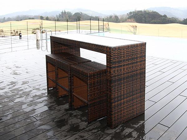 HAVEN シンセティックラタン バーカウンター＆スツール3脚セット