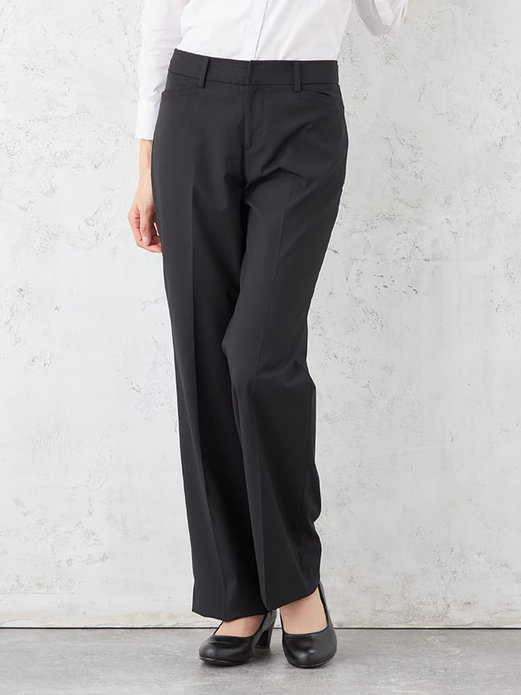 ウォッシャブル】パンツ ストレート ストレッチ 黒無地 S＆M Knights