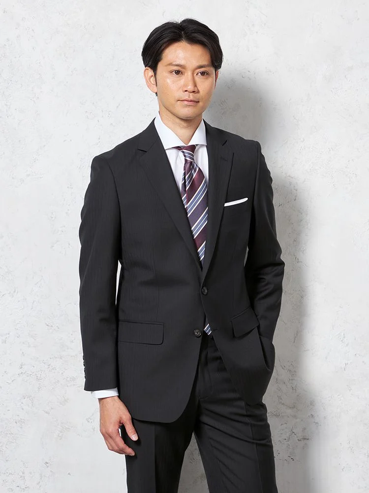 ブラック 【イタリア製高級生地使用(ゼニア)】スーツ 2つボタン ウール