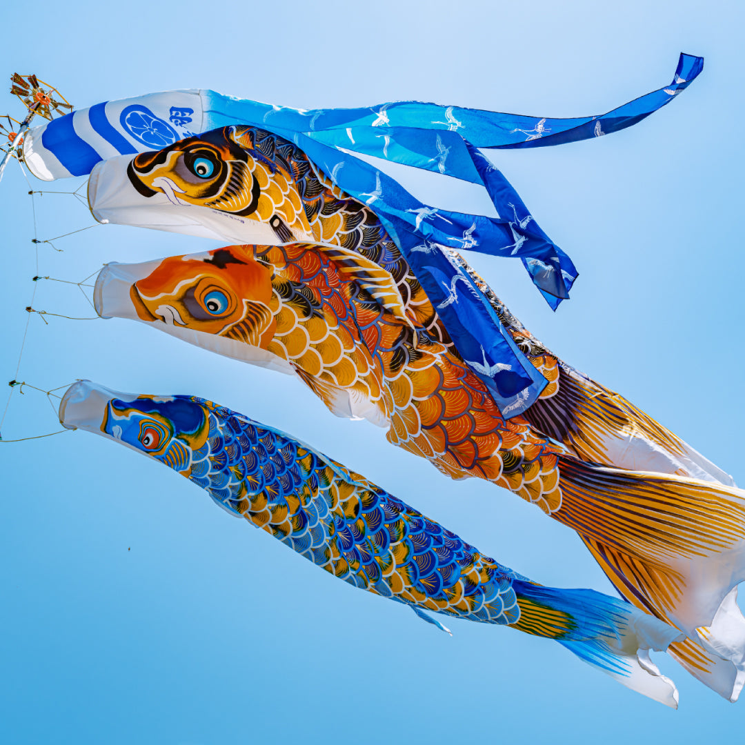 献上手染友禅之鯉【京錦】6点ガーデンセット（矢車・ロープ＋ポール