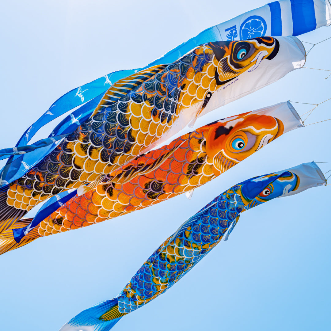 献上手染友禅之鯉【京錦】6点ガーデンセット（矢車・ロープ＋ポール