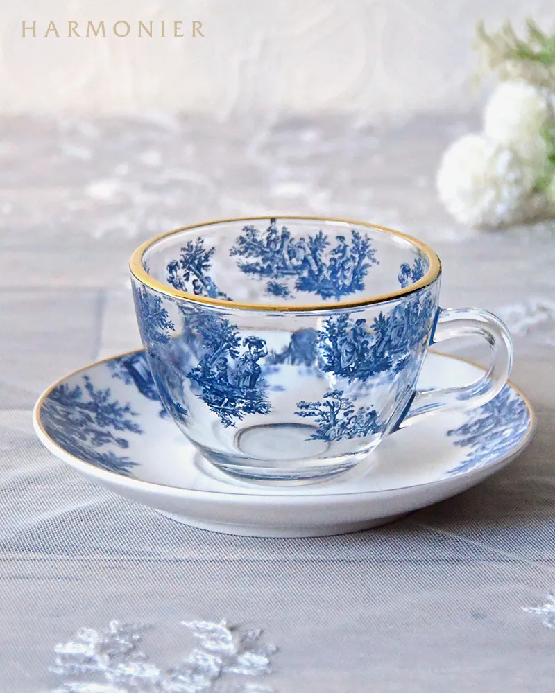 トワルドジュイブルーガラスカップ＆ソーサー｜輸入食器・雑貨の通販