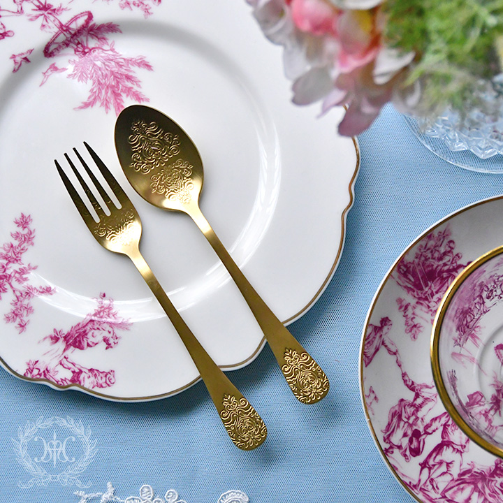 ティータイムカトラリー2人用ギフトセット アラベスク/ゴールド