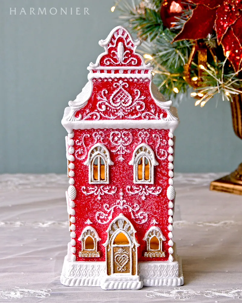 ジンジャーブレッドハウスライト/レッド｜クリスマス雑貨の通販