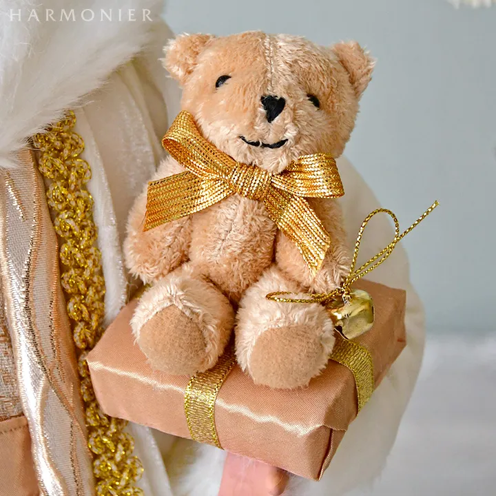 サンタクロースフィギュアホワイト/ツリー＆ベアー47cm｜クリスマス