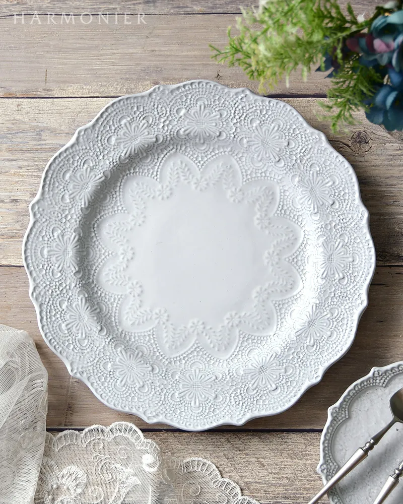 メルレットホワイトレースプレート27cm/イタリア製｜輸入食器・雑貨の