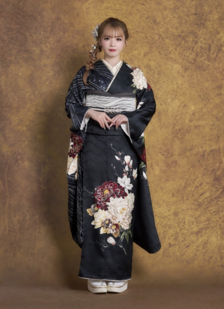 黒/ブラック/モード/クール】の成人式振袖人気ランキング/E-616 | 岡山