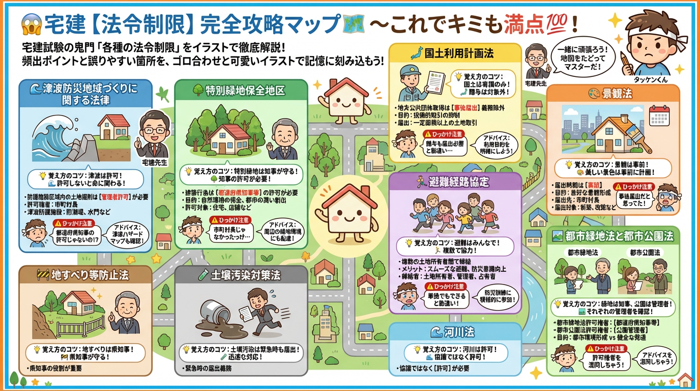 各種の法令制限の完全図解｜宅建 知識図解