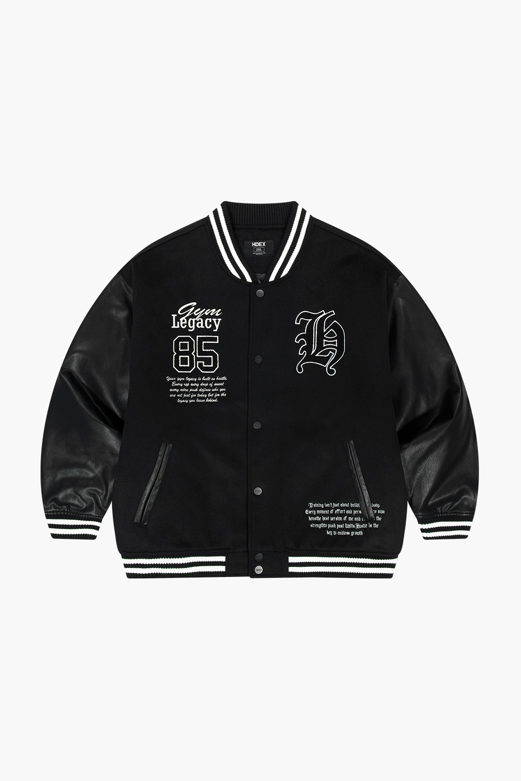Padded Varsity Wool Jacket Black - HDEX