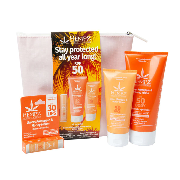 Hempz Sweet Pineapple & Honey Melon Daily Essentials Kit with SPF 50