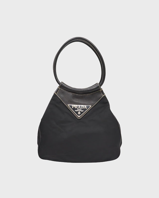 PRADA 三角ロゴ金具ナイロンレザーハンドバッグ | Hedy