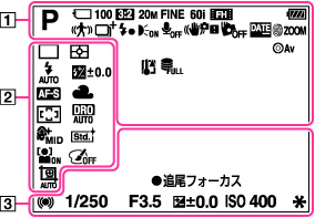 DSC-RX100 | モニターに表示されるアイコン一覧 | サイバーショット