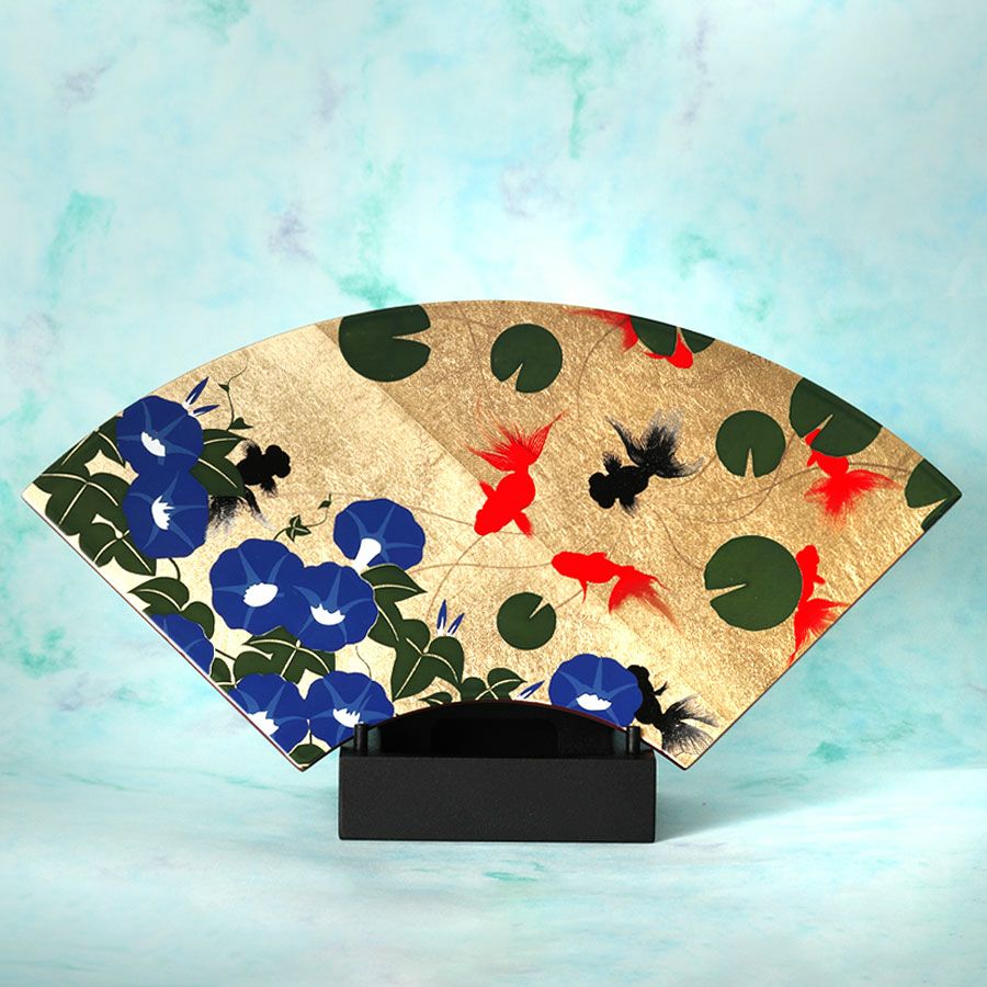 宮内庁御用達 漆器 山田平安堂】飾り扇 春秋に鯉 | 漆器 山田平安堂