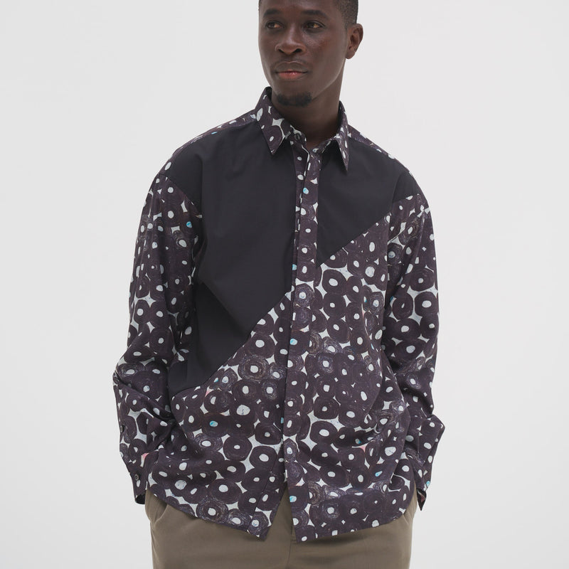 デザインシャツ（ショルダー切替）ブラックB「（無題）（丸