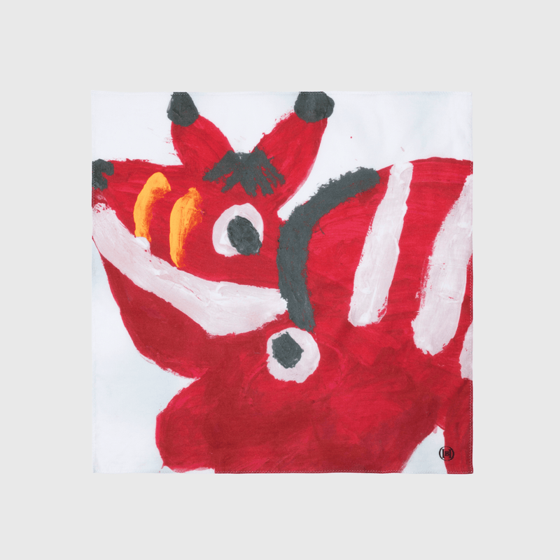 シルク混バンダナ「赤べこ」 – HERALBONY