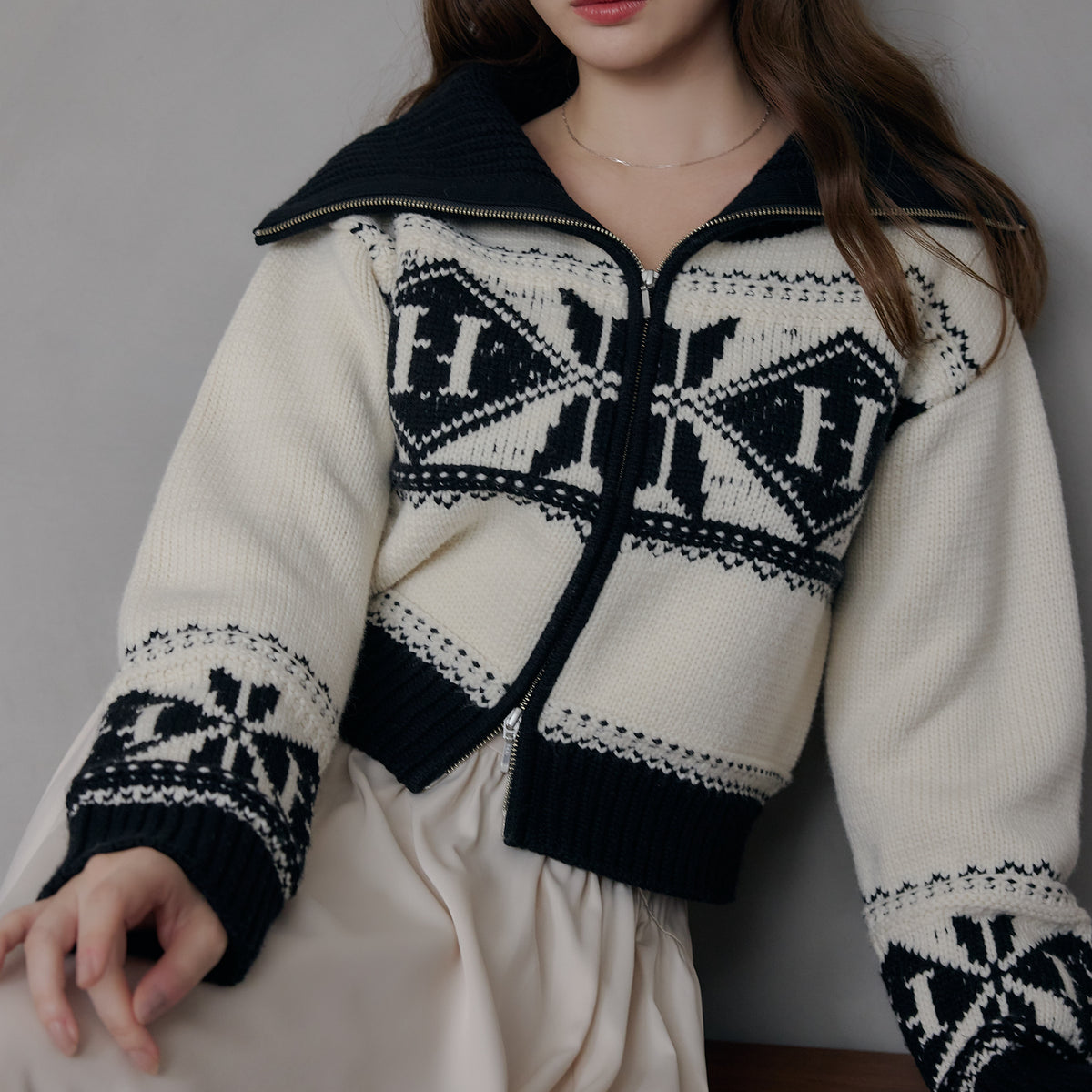 H Nordic Knit Zip Jacket