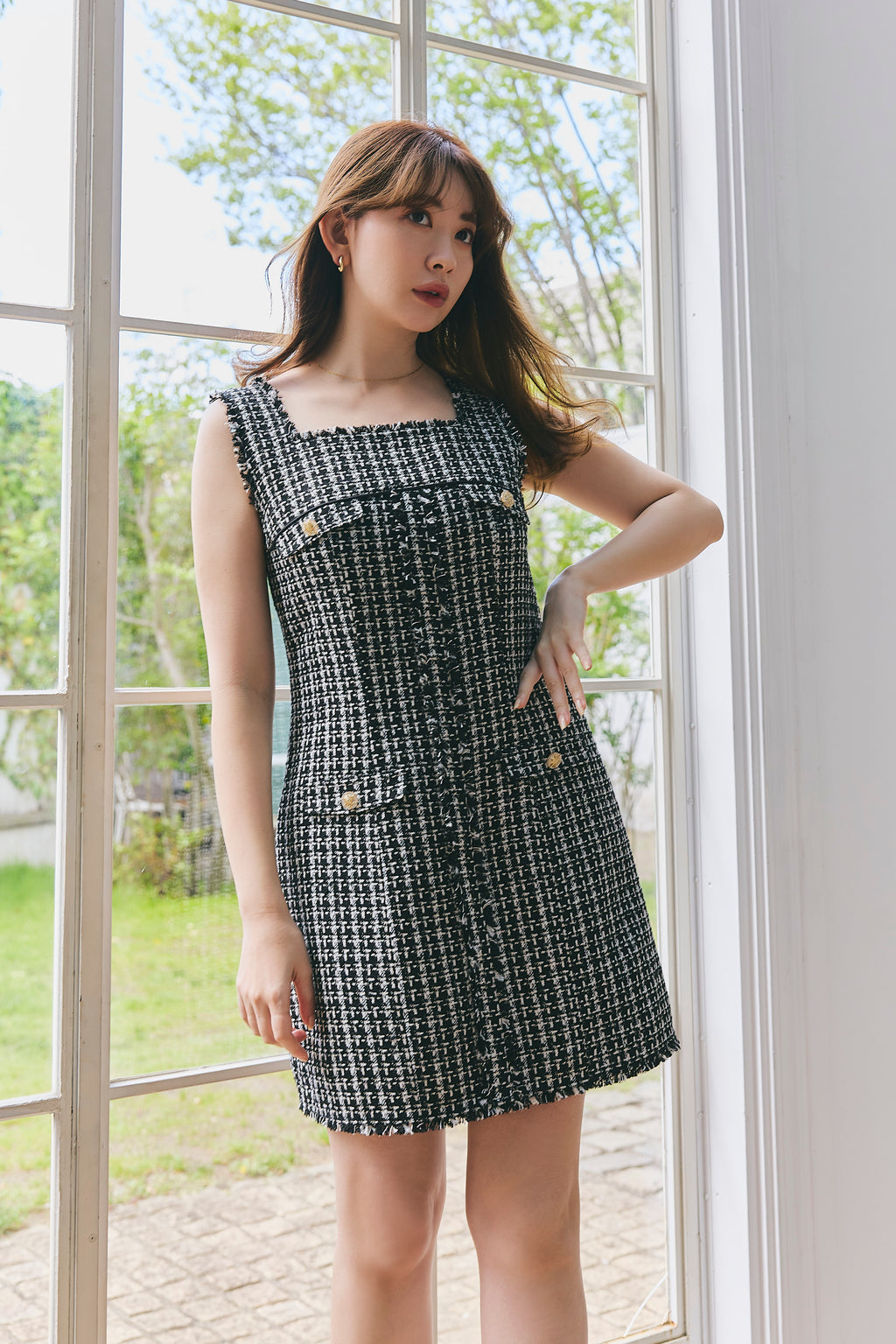 herlipto Gabriel tweed mini dress