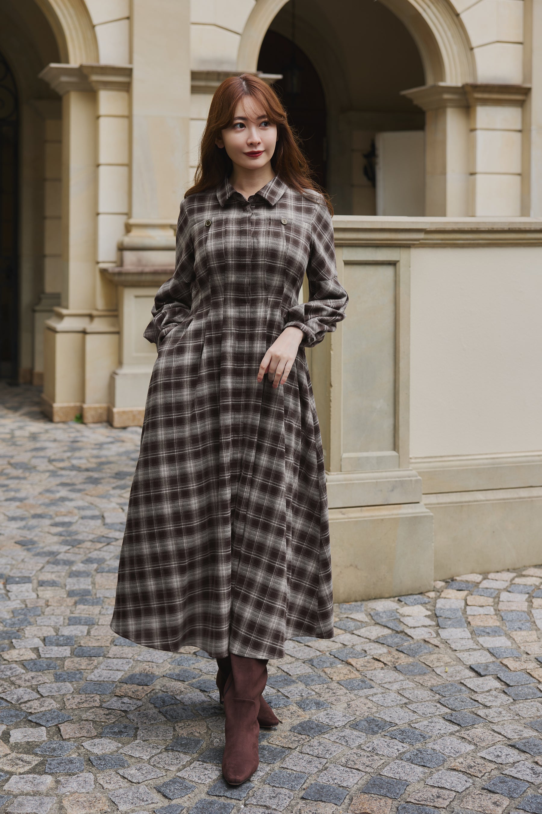 Marion Plaid Shirt Dress