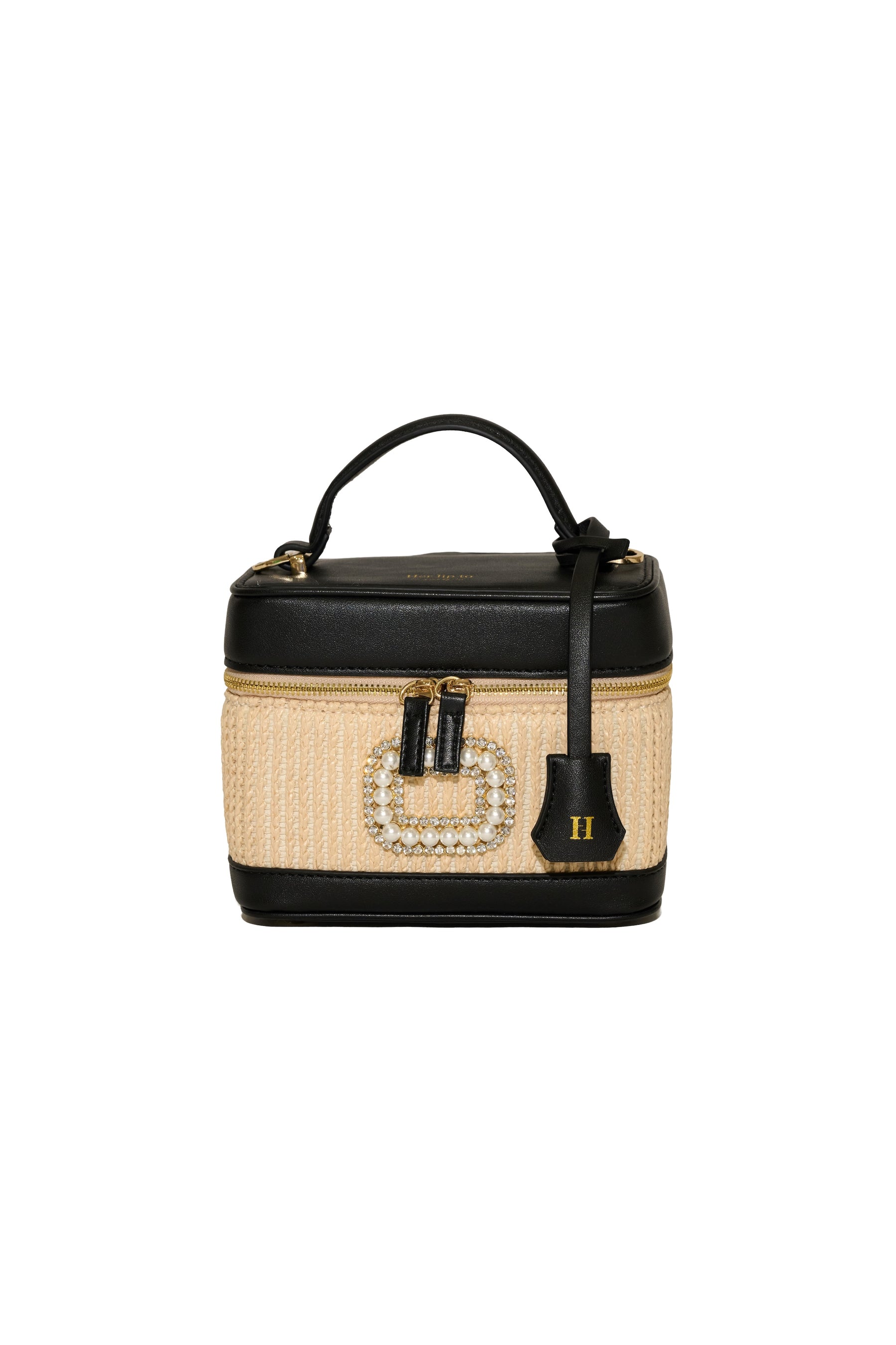 Raffia Effect Crystal Vanity Bag