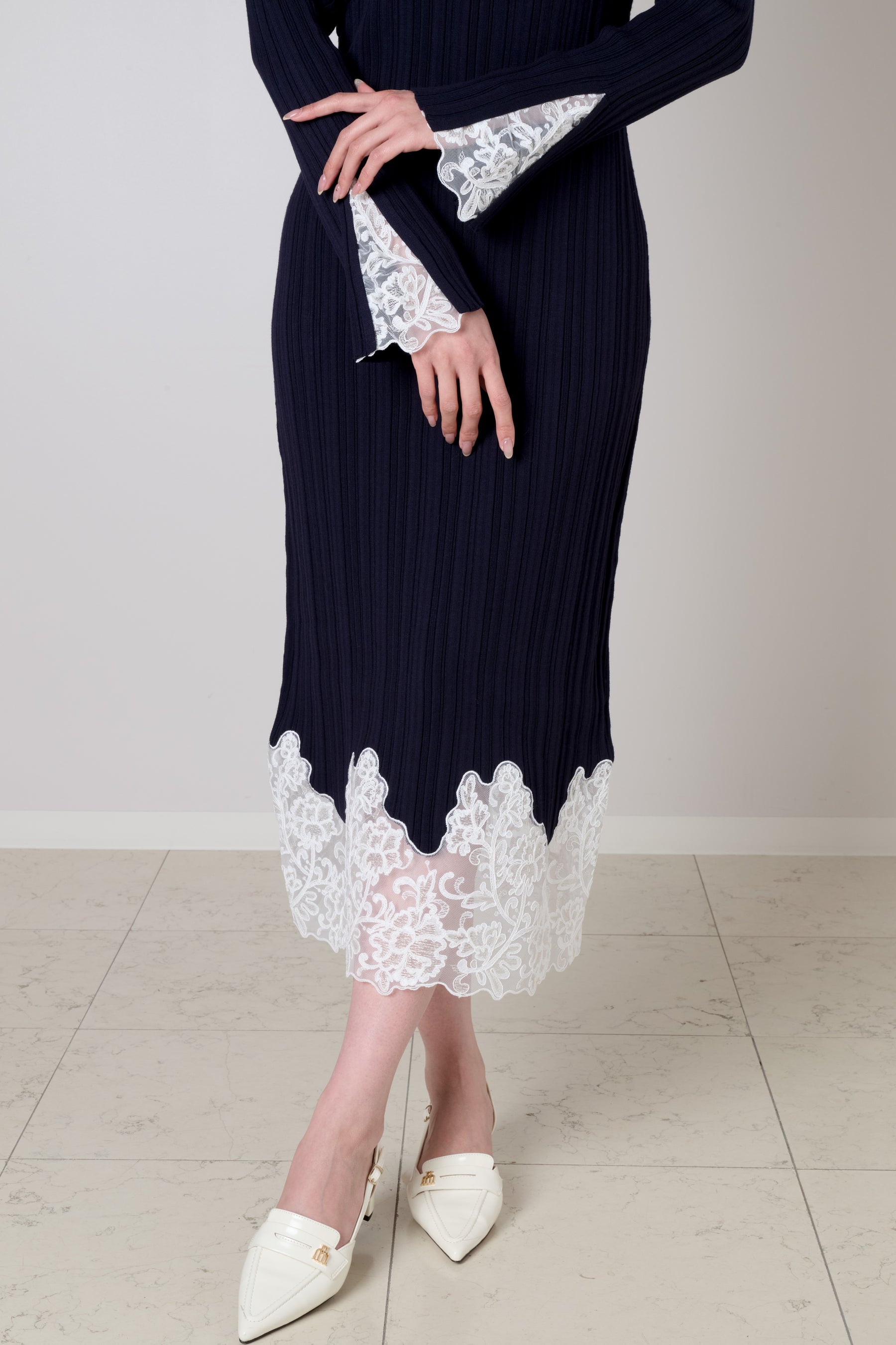 Lilou Lace Hem Knit Dress