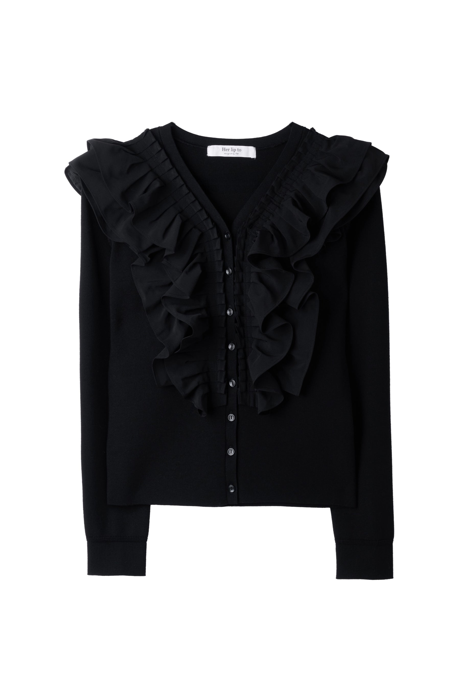 off white] Ruffle Pleated Knit Cardigan