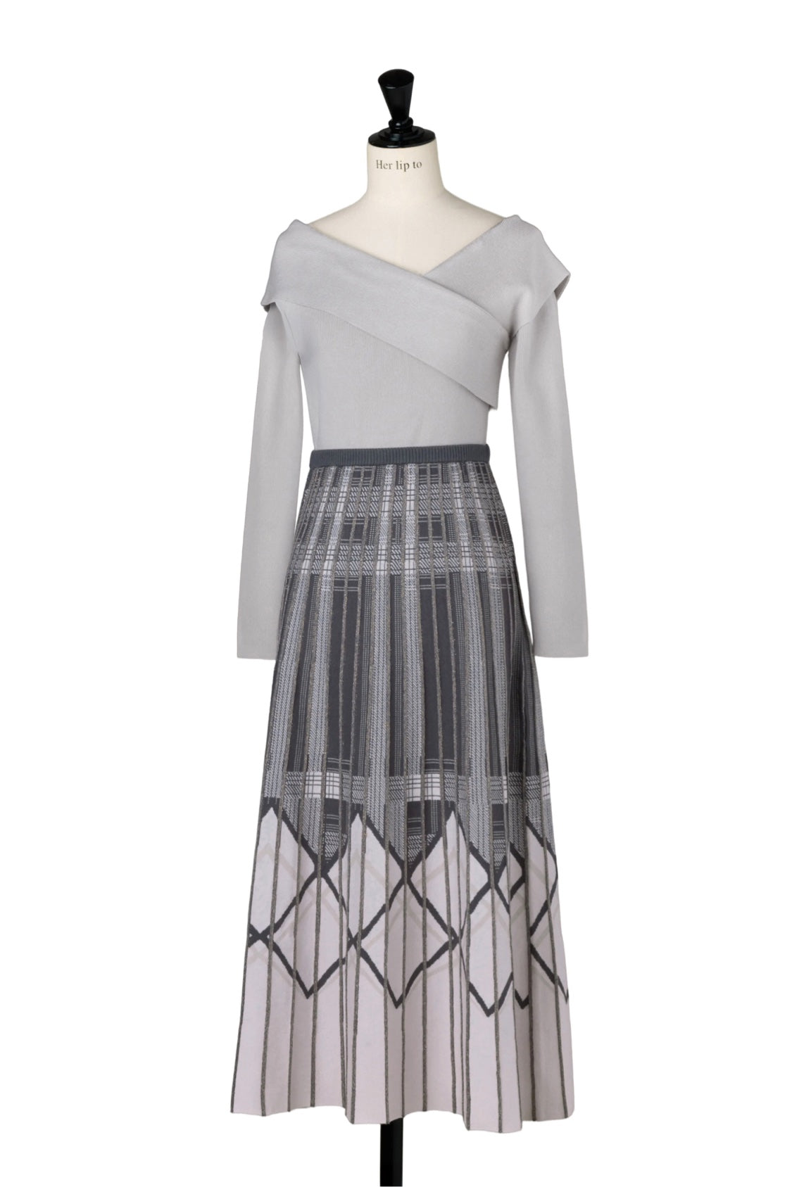 Layered Checked Knit Dress