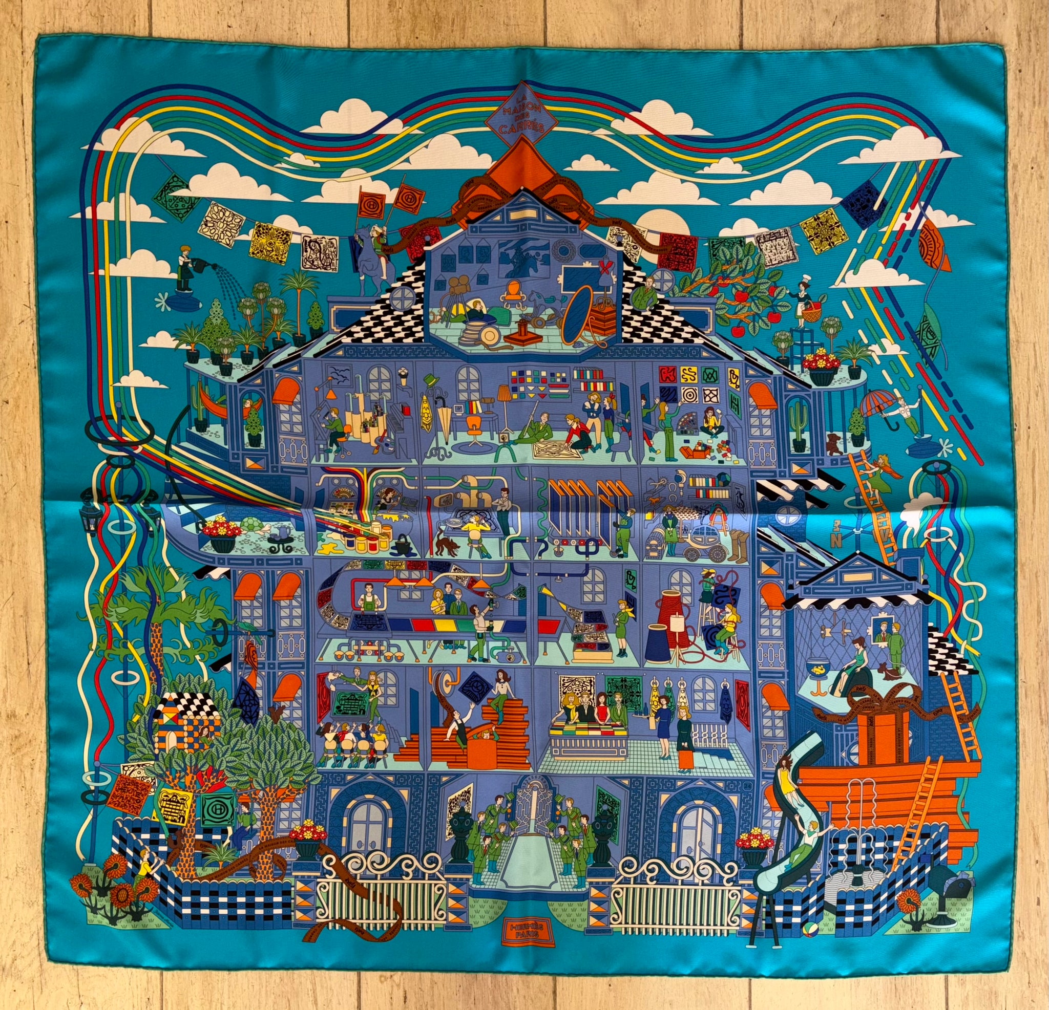 Hermes Silk Scarf “La Maison des Carres ” by Pierre Marie
