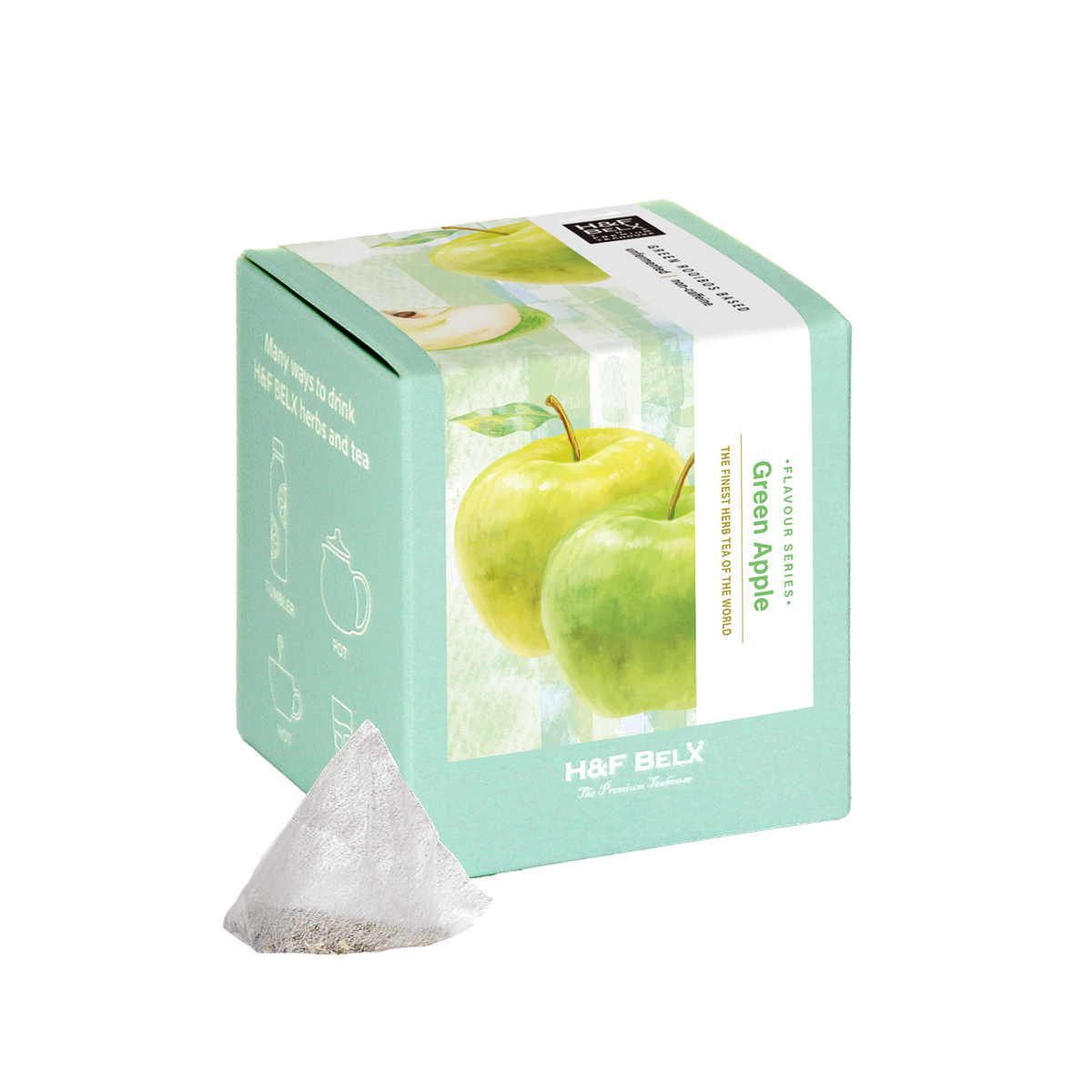 CUBE］グリーンアップル 2.0g×20包 プレミアム フレーバーティー H&F