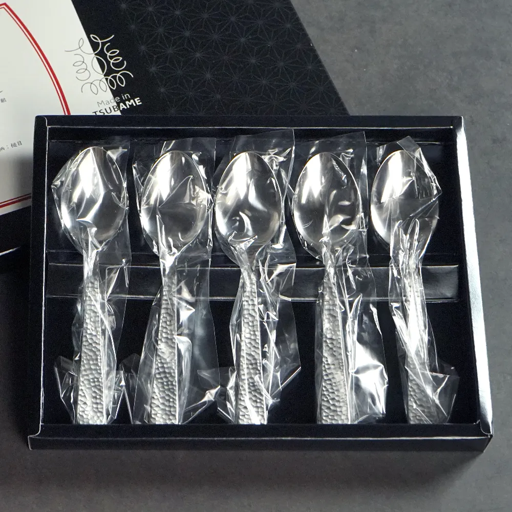 燕市製 槌目ティースプーン5本セット【販促花子ノベルティ】