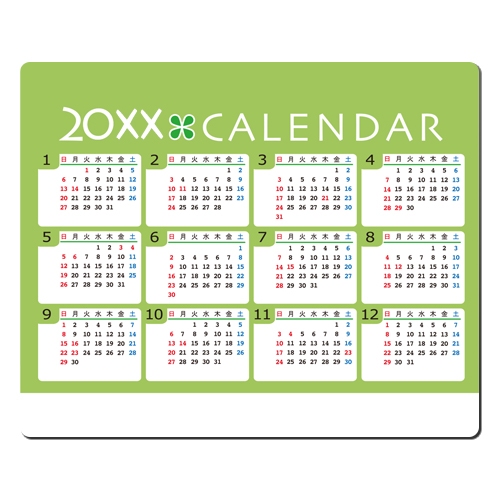 小ロットマウスパッドカレンダー(光学式対応)【販促花子ノベルティ】