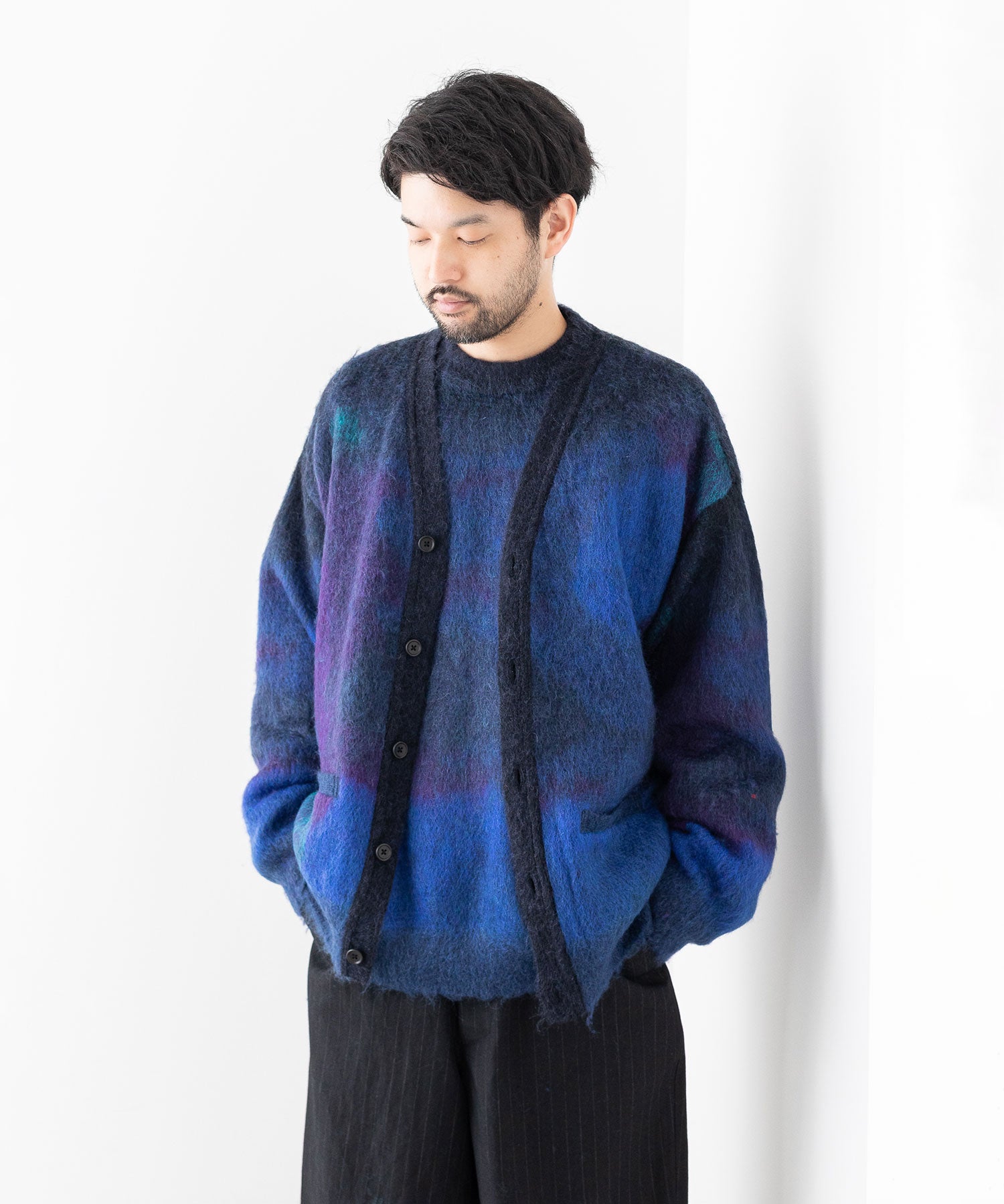 stein / シュタイン】OVERSIZED GRADATION MOHAIR LS - BLUE BLACK