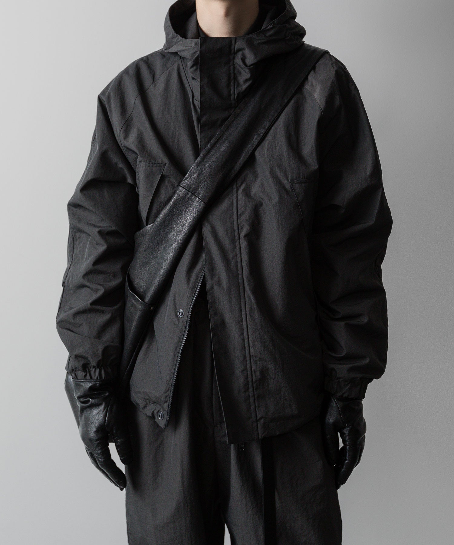 ssstein / シュタイン】NYLON TWILL HOODED ZIP UP JACKET - CHARCOAL