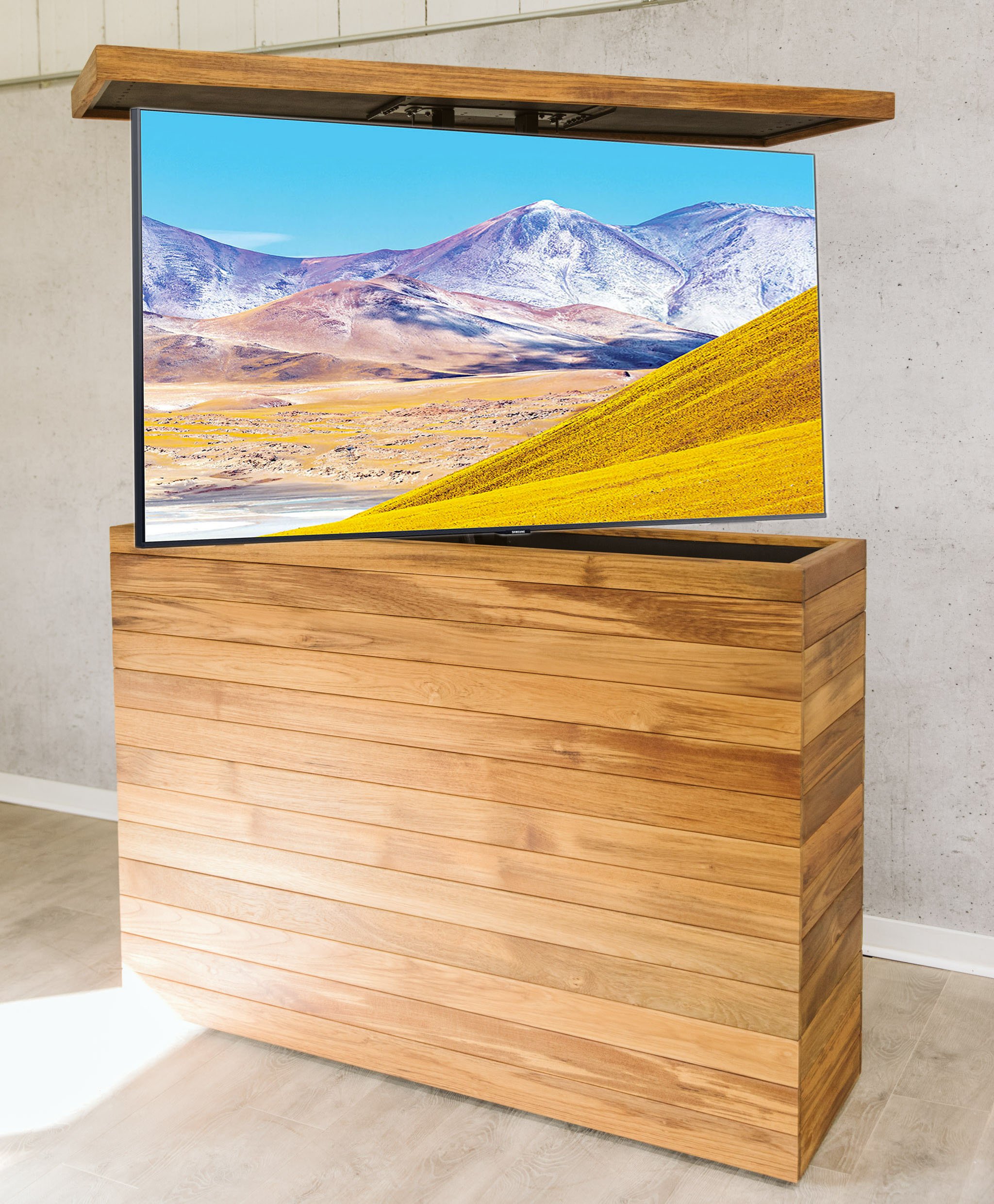 Outdoor Hidden TV Lift Cabinet | Teak | Up to 48