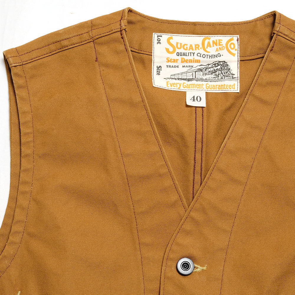 SUGAR CANE 13oz. BROWN DUCK WORK VEST SC14375 – HINOYA Online Store