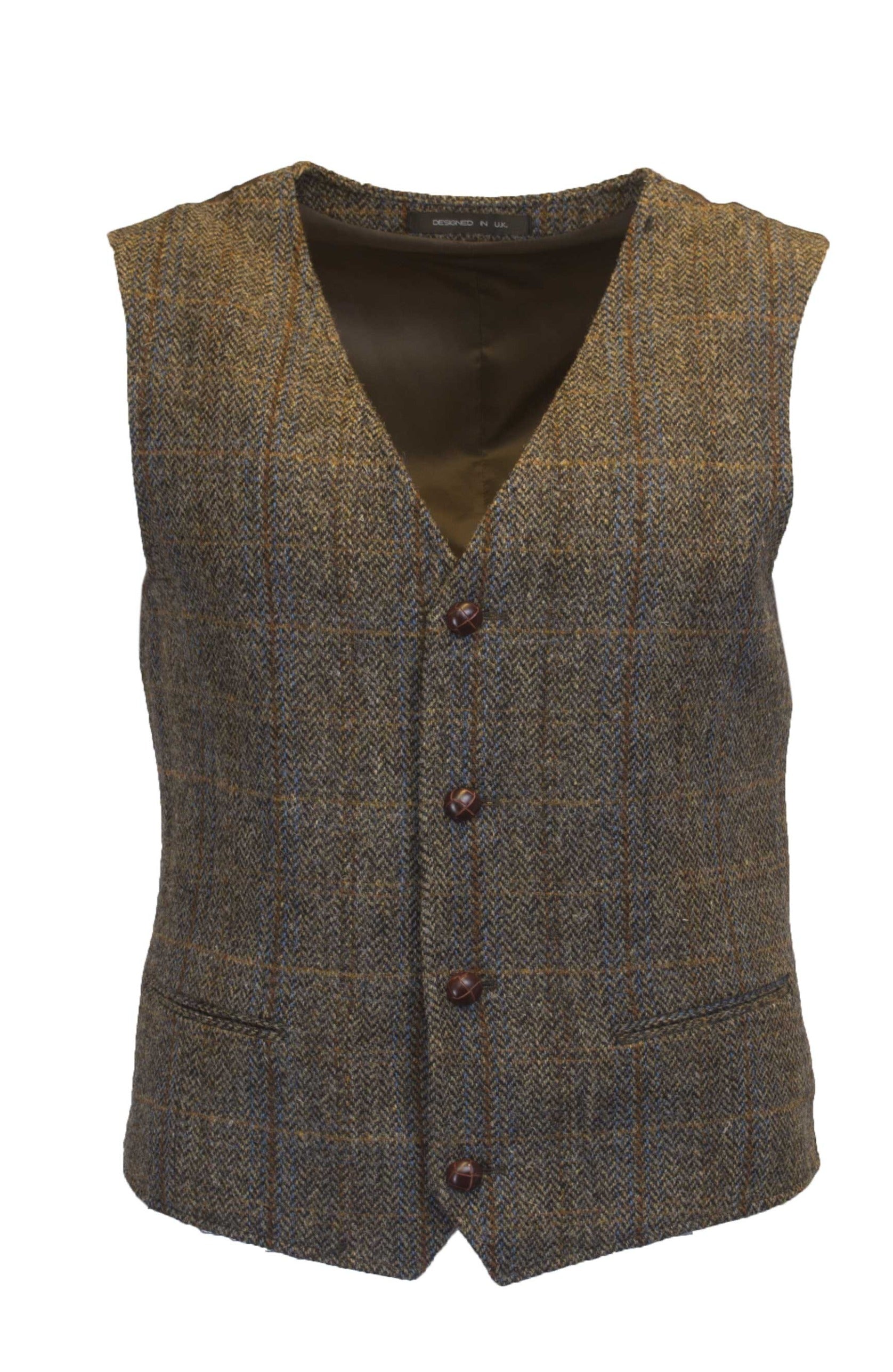 Men's Classic Scottish Harris Tweed Waistcoat - Clinton Brown