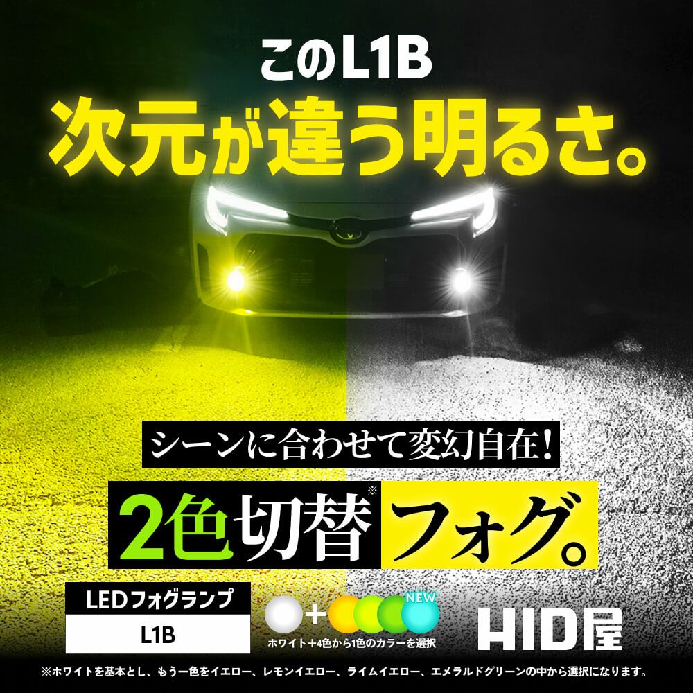 LEDフォグランプ L1B 2色切替 車検対応・2年保証 ホワイト6500k & エモ