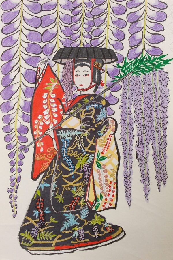 歌舞伎絵// タイトル藤娘 (大作油彩画) 藤娘