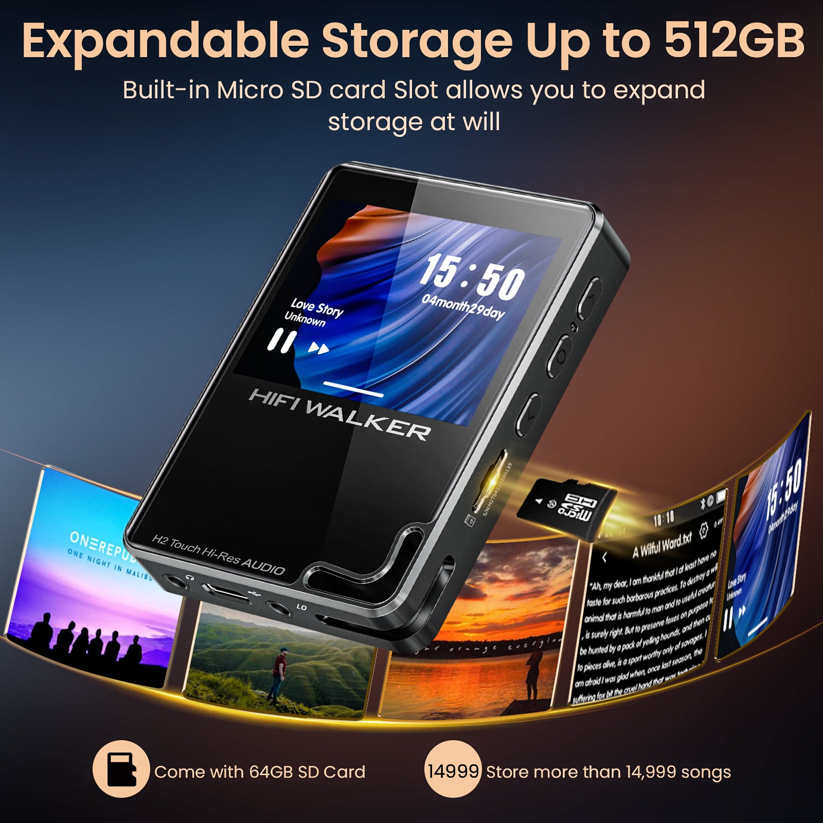 HiFi Walker H2 Touch – Touchscreen Hi-Fi MP3 Player for Lossless