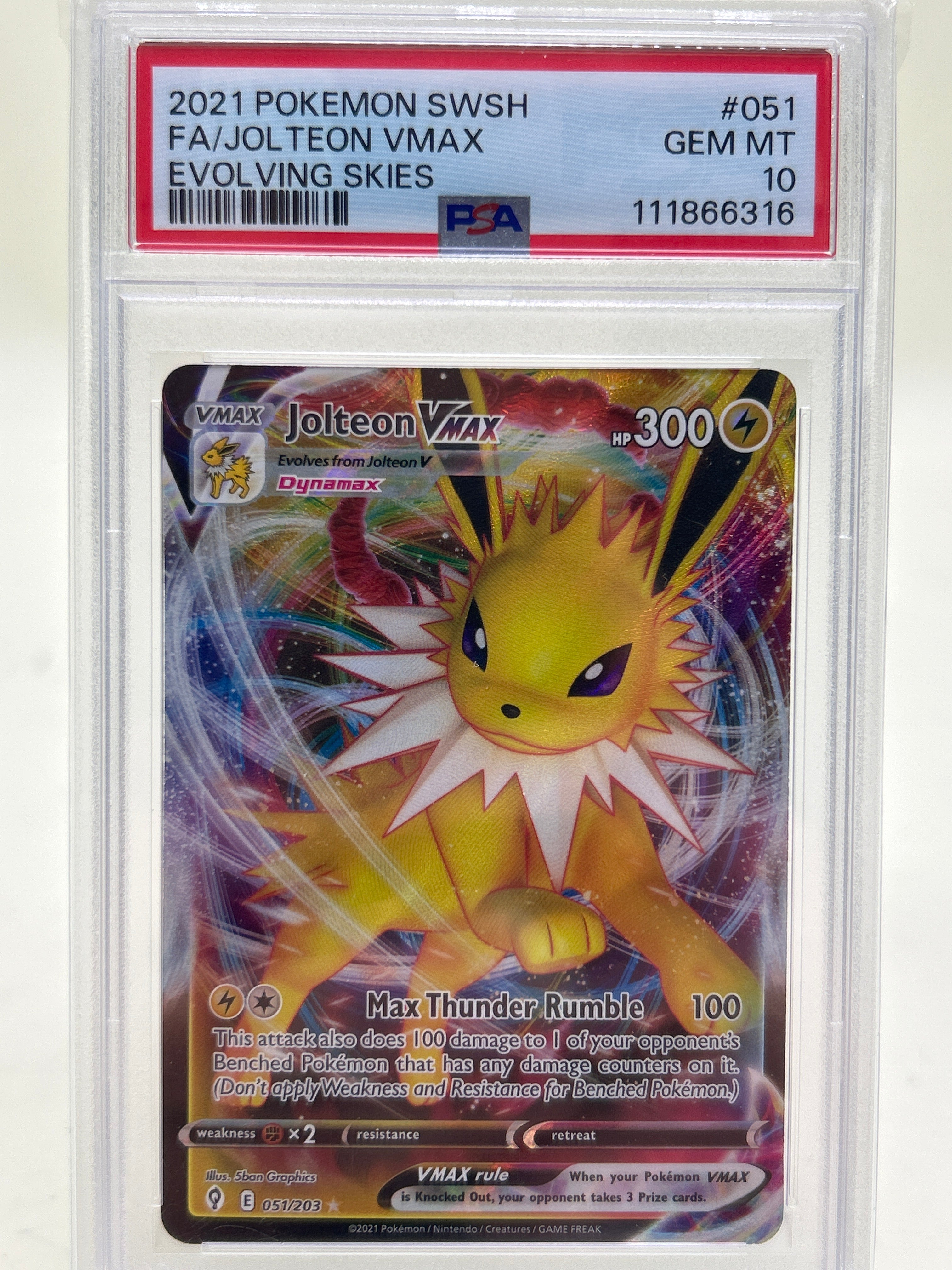 Pokémon TCG Evolving Skies Jolteon VMAX 51 PSA10 English PSA 10